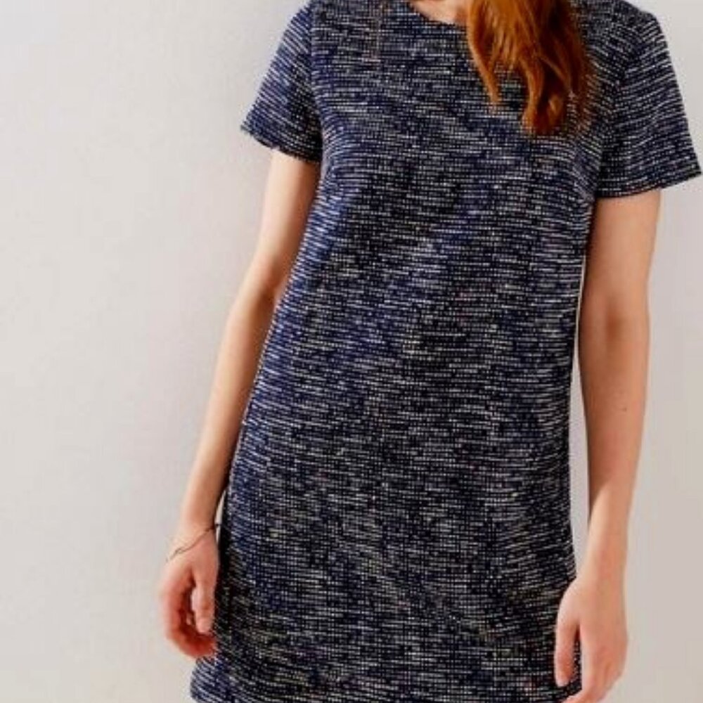 NWT LOFT Boucle Tweed Shift Dress Size 14 MSRP $90